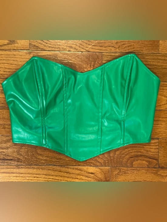 Princess Polly Tops - Princess Polly Green Faux Leather Corset Bustier Top Women’s AU/US 12 Clubwear